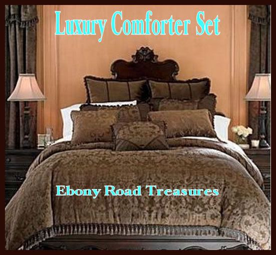 New 12 Queen Chris Madden Brown Damask Comforter Set Bonus Euro